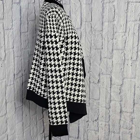 BY DESIGN Black and White Houndstooth Open‎ Front Cardigan Jacket Medium - Picture 4 of 6